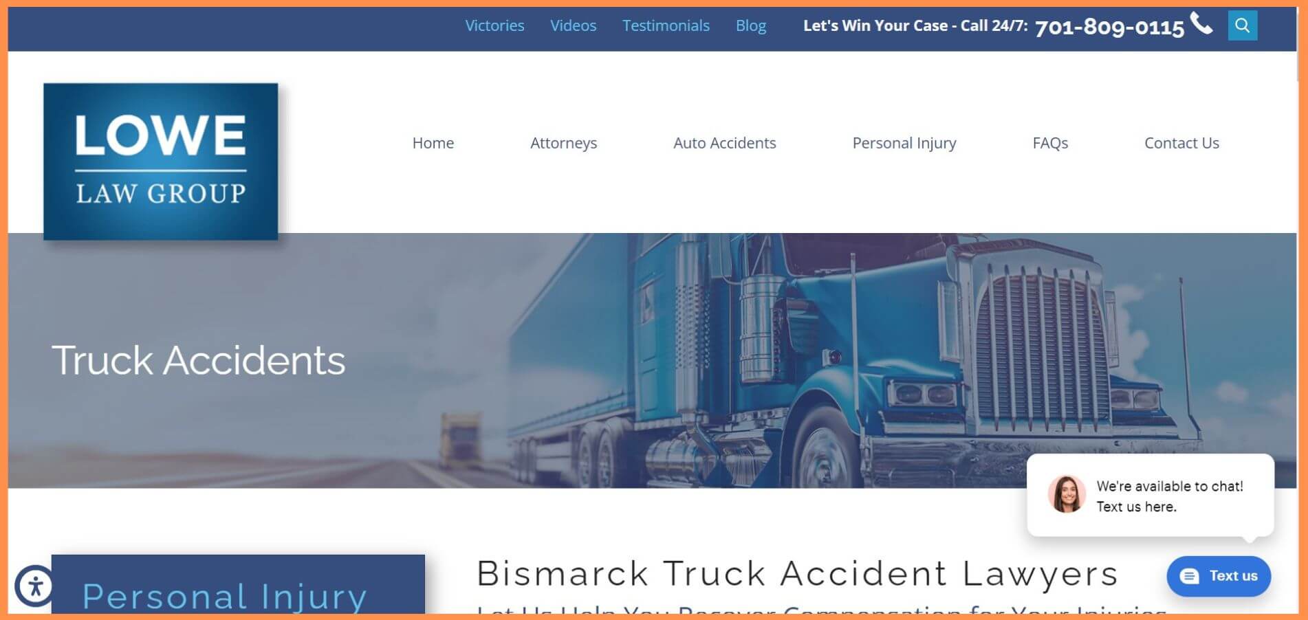 lowe law bismarck truck accident lawyer